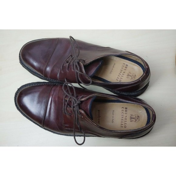 Brunello Cucinelli Shell Cordovan Cap Toe Mens Dress Shoes Sz 42 Made in Italy